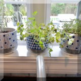 P15. 3 Small planters, two with polka dots - $$6 each 